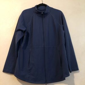 J Jill Fit Women’s Jacket Blue Zip Pocket Long Sleeve Mock Neck